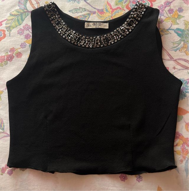 Top negro pedrería - Talla S