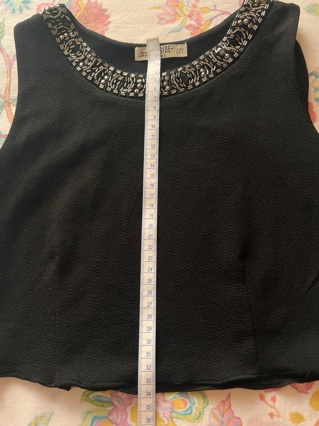 Top negro pedrería - Talla S