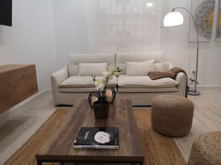 Sofá 3 plazas beige de lino