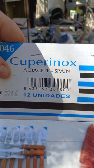12 tenedor chuletero mango madera cuperinox NUEVOS