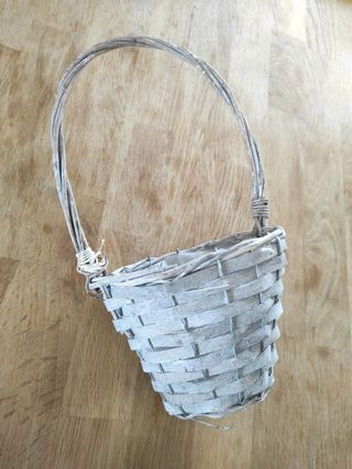 Cestino vimini bianco shabby chic