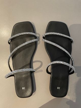 Sandali Piazza Italia neri strass 38