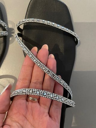 Sandali Piazza Italia neri strass 38