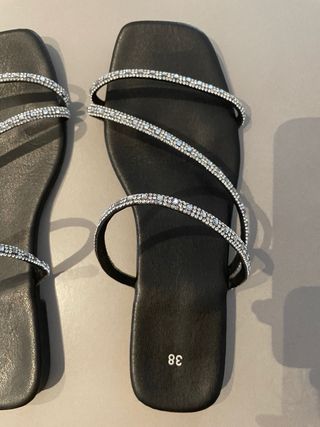 Sandali Piazza Italia neri strass 38