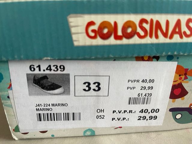 Nuevas preciosos zapatos niña Golosinas, talla 33.