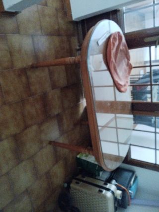 Mesa ovalada salón - madera y cristal