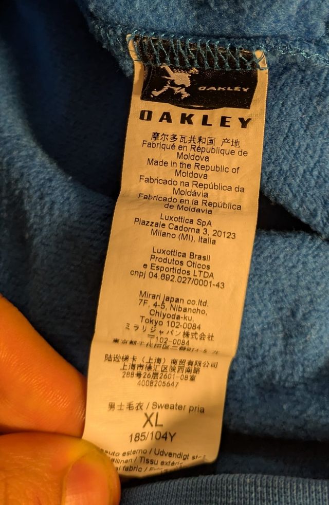 Felpa Oakley Uomo XL Blu con Zip