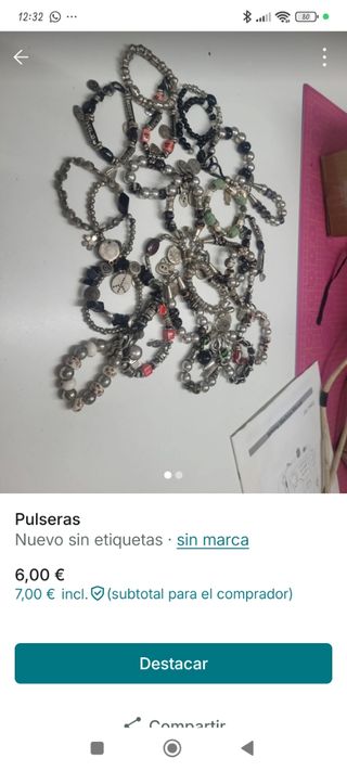 Pulseras plata y negra