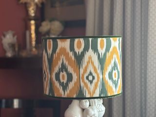 Pantalla lámpara ikat verde-amarillo