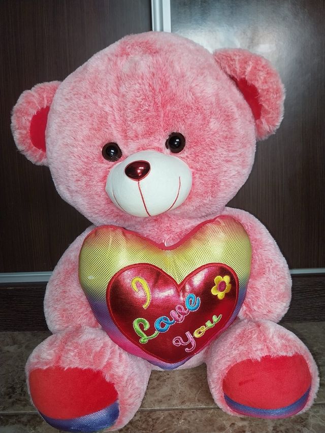 Oso peluche rosa grande