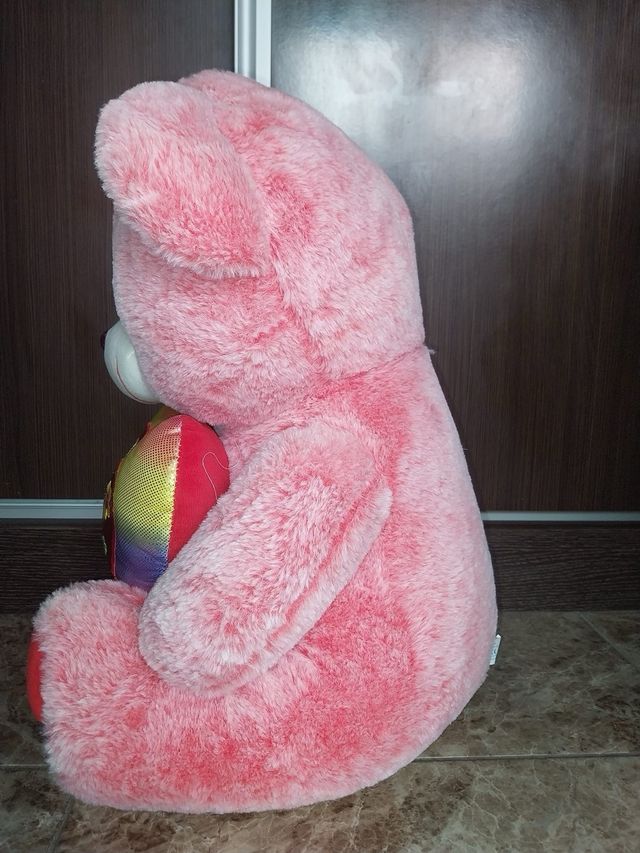 Oso peluche rosa grande