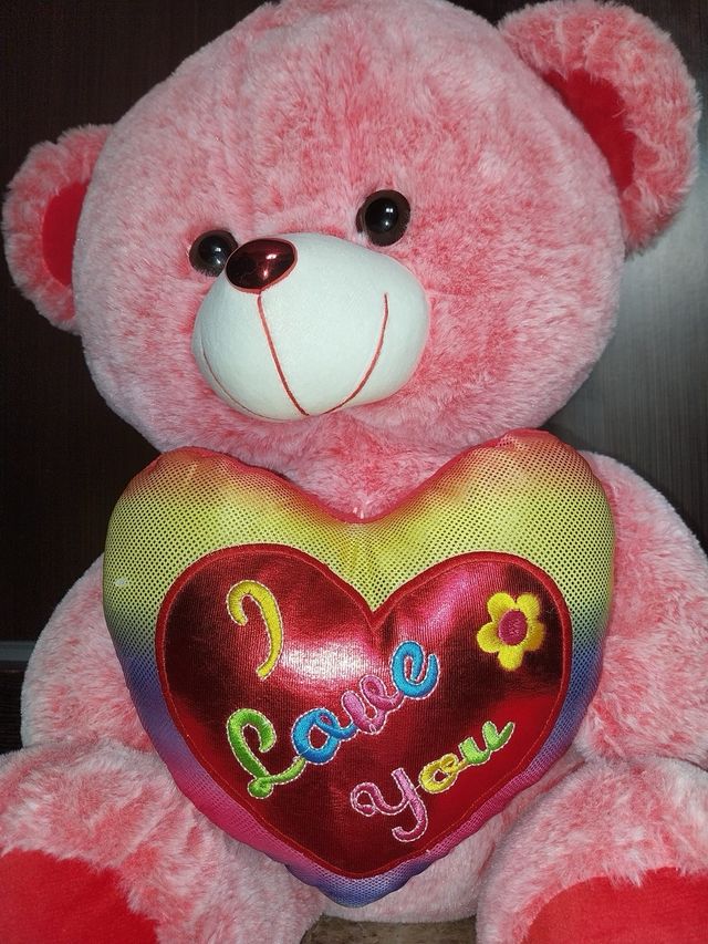 Oso peluche rosa grande