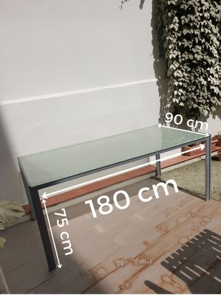 Mesa de cristal para interior/exterior