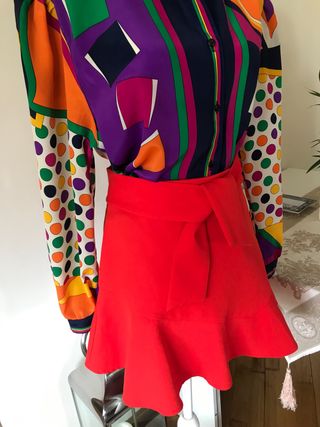 Falda naranja. Zara - Falda pantalón