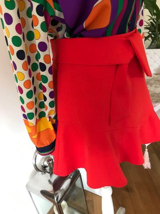 Falda naranja. Zara - Falda pantalón