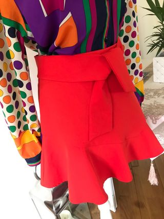 Falda naranja. Zara - Falda pantalón
