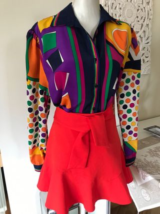 Falda naranja. Zara - Falda pantalón