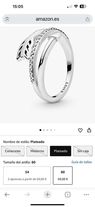 Anillo Pandora plata flecha