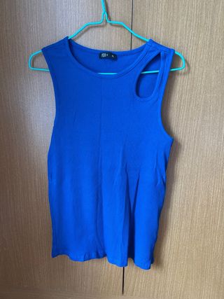 Top azul XL - Tejido canalé