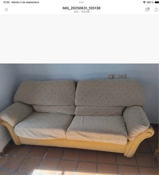 Sofá 2 plazas beige y amarillo