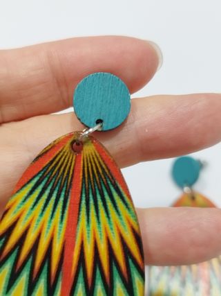 Pendientes artesanales madera multicolor