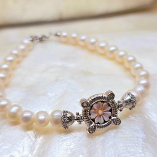 Bracciale donna perle cammeo zirconi argento 925