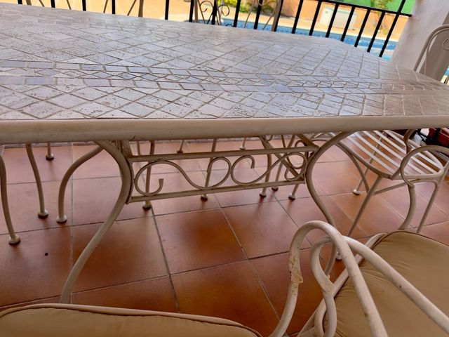 Mesa jardín mosaico + 6 sillas