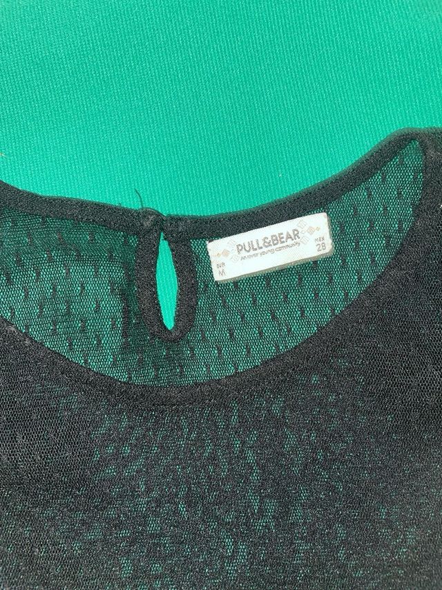 Vestido midi teal y negro