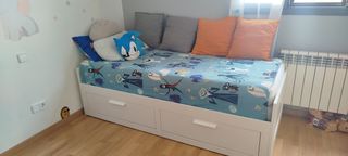 Cama blanca 80/160 con cajones almacenaje