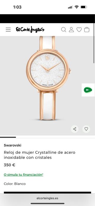 Reloj Swarovski Crystalline dorado