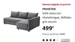 Sofá cama FRIHETEN chaise-longue