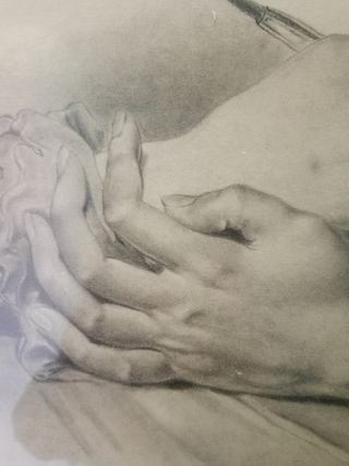 Dibujo antiguo a mano: Retrato de manos