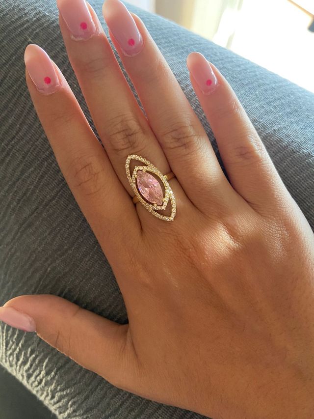 Anillo Lanzadera Rosa  - Oro 18 ktes -