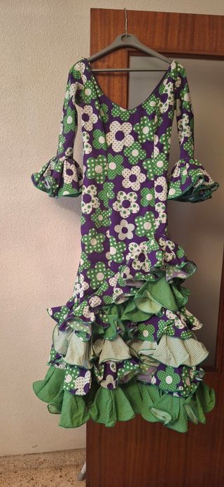 Vestido gitana/flamenca 40 - verde, morado