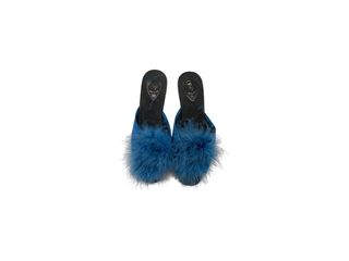 Pantofole donna piume blu n. 35