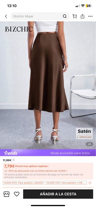 Falda midi Bizchic marrón