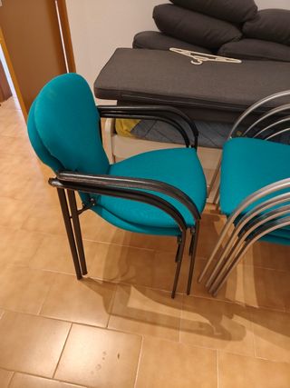 10 Sillas oficina tela metal turquesa 
