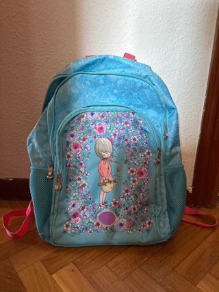 Mochila Infantil Azul con Flores