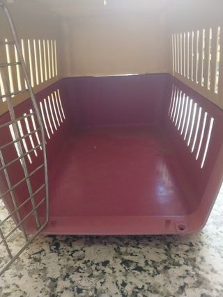 Transportín mascota pequeño beige/rosa