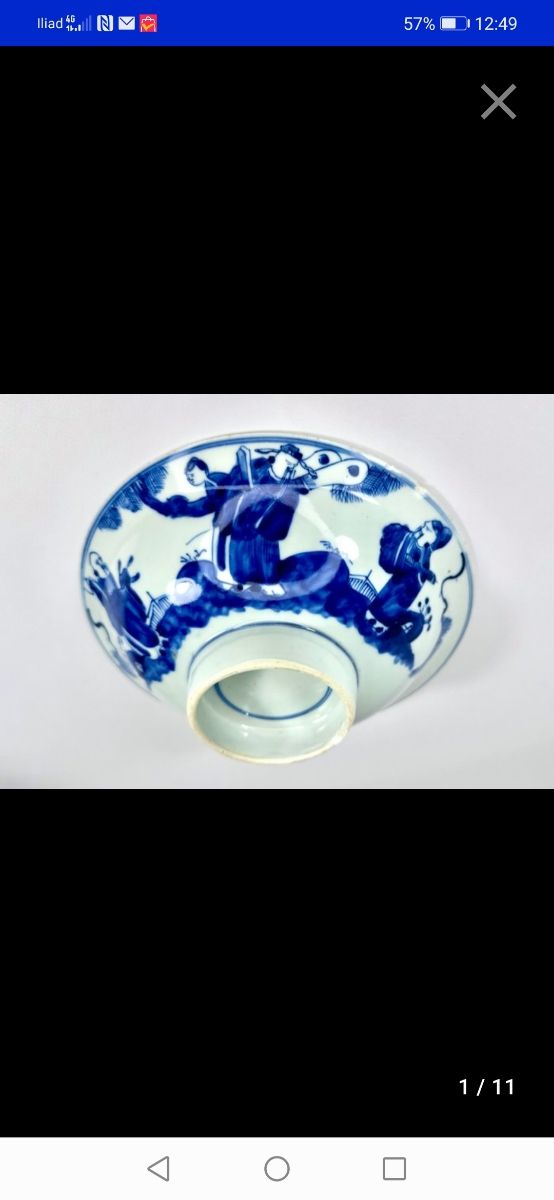 Coppa Porcellana Blu Bianco epoca Qing