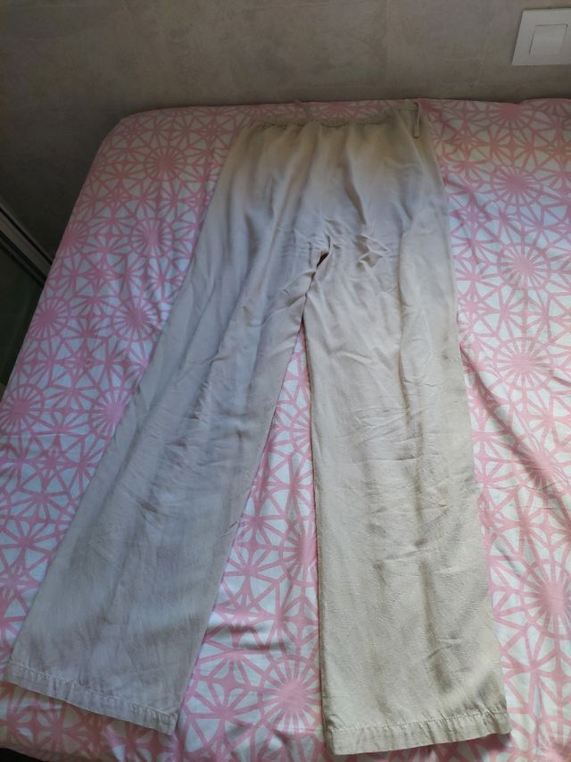 Pantalones de lino crema