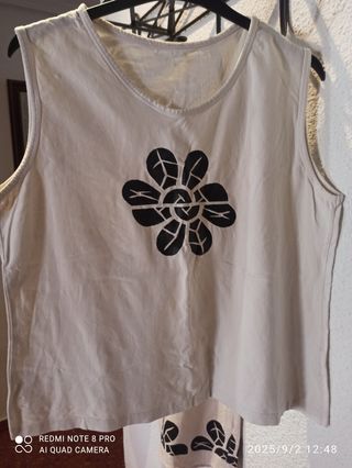 Falda lino negro y blanco top a juego