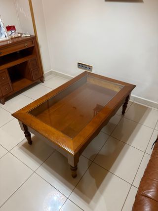 Mesa centro madera y cristal