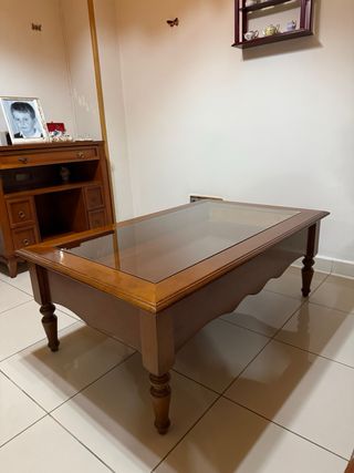 Mesa centro madera y cristal