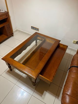 Mesa centro madera y cristal