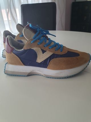 Zapatillas Victoria - Azul y Marrón - Talla 37