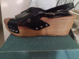 Sandalias Cuña Negras Talla 39