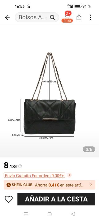 Bolso negro bandolera polipiel