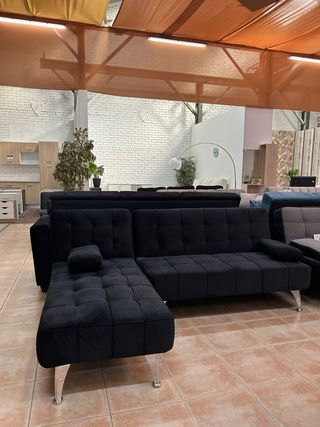 Sofá Cama Terciopelo Negro - Chaiselongue