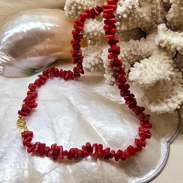 Collana corallo rosso naturale argento oro 925